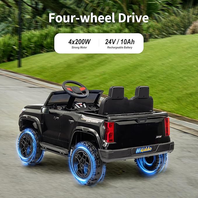 24V 10Ah Ride on Toy for Big Kids, 4WD 2 Seater Electric SUV Kids Car to Drive w/Remote Control, 4x200W Motors - Black-CubbioJoy