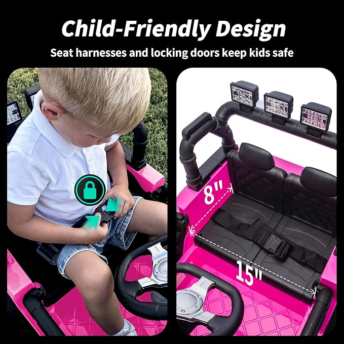 24V Kids Ride on Toy, Kids Electric Vehicles Car Ride on Car Truck for Toddlers with Remote Control, 2x200W Motor - Pink-CubbioJoy