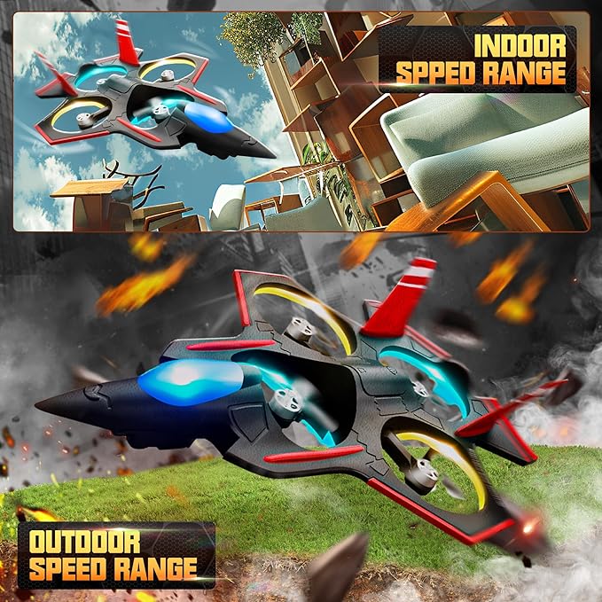 BEZGAR Brushless RC Plane with Camera | 2.4GHZ Remote Control Airplane, 6-axis Gyro Drones for Kids, RC Helicopter, 360°Flip Jet Fighter for Beginners with LED Navigation Lights-CubbioJoy