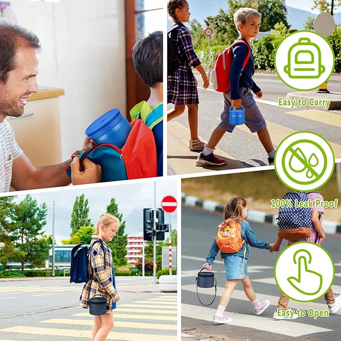 14oz Thermo Food Jar for Kids,Insulated Vacuum Food Jar for Hot & Cold Leak Proof Lunch Container Stainless Steel Wide Mouth Soup for School Travel-CubbioJoy