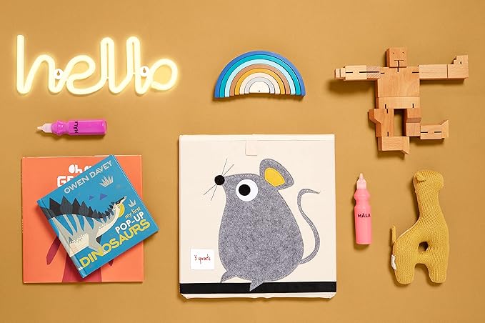 3 Sprouts Toy Storage Organizer: Toy Box Cube Organizer for Playroom, Nursery - Foldable Storage Bin - Mouse-CubbioJoy