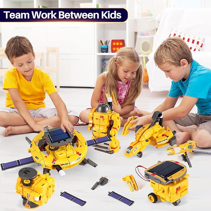 COBFDHA STEM Projects for Kids Age 8-12, Science Kits Boys, Solar Robot Space Toys Gifts 8-14 Year Old Teen Boys Girls, 120Pcs Building Experiments Robots Teenage Ages 9 10 11 12 , Yellow-CubbioJoy