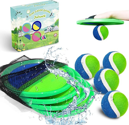 Jalunth Ball Catch Set Game Toss Paddle - Beach Toys Back Yard Outdoor Games Pool Lawn Backyard Throw Catch Sticky Set Age 3 4 5 6 7 8 9 10 11 12 Years Old Boys Girls Kids Adults Family Easter Gifts-CubbioJoy