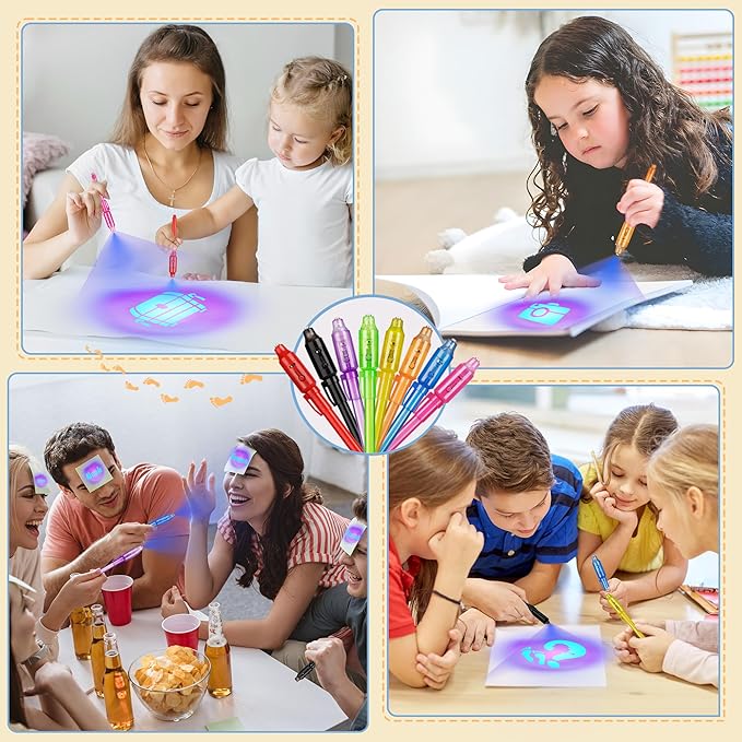Invisible Ink Pen 24Pcs, Spy Pens with UV Light, Magic Marker, Classroom Prize, Birthday party favors for kids 8-12, Kids Christmas Gift Stocking Stuffers-CubbioJoy