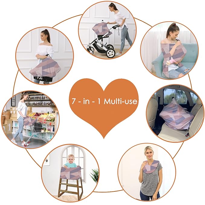 Carseat Cover Boy and Girls - Multi-use Nursing Car Seat Canopy Cover for Breastfeeding, Infant Stroller Cover, High Chair Cover (Baby Pink)-CubbioJoy