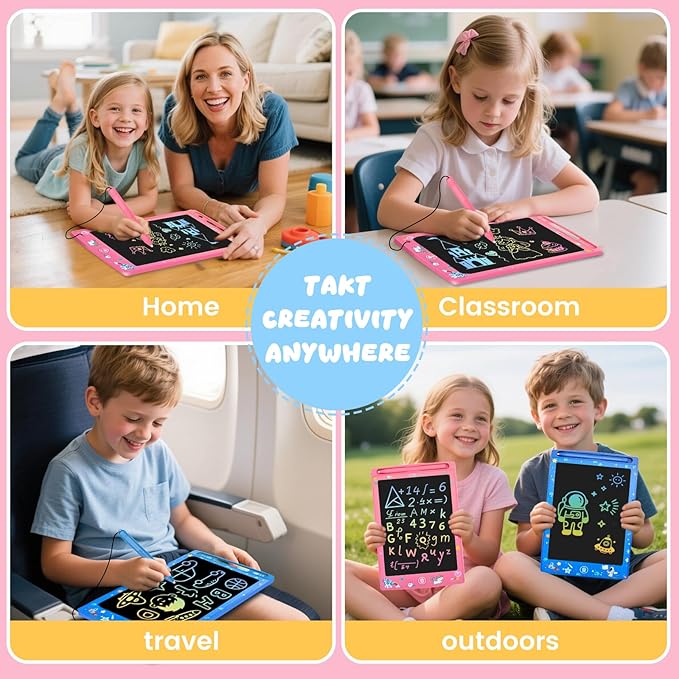 2 Pack LCD Writing Tablet for Kids, Erasable and Reusable Toddler Doodle Board in 8.5 inch, Ideal Educational Drawing Pad for Learning Toy for Ages 3-8 Gifts for Girls Boys-CubbioJoy