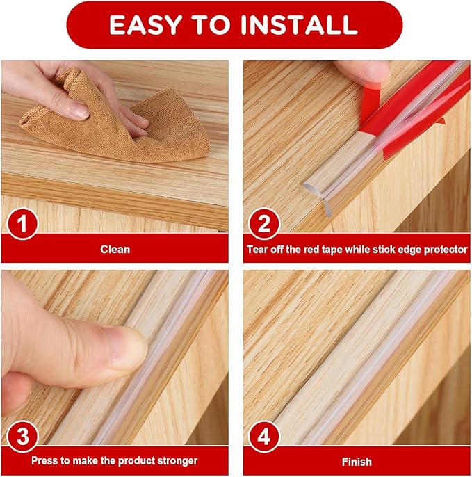 Clear Corner Protector 20ft(6M) with 4 Corners,Corner Protector Baby Proofing,Furniture Corner Guard & Edge Safety Bumpers, Soft Edge Protector with Upgraded Pre-Taped Strong Adhesive-CubbioJoy