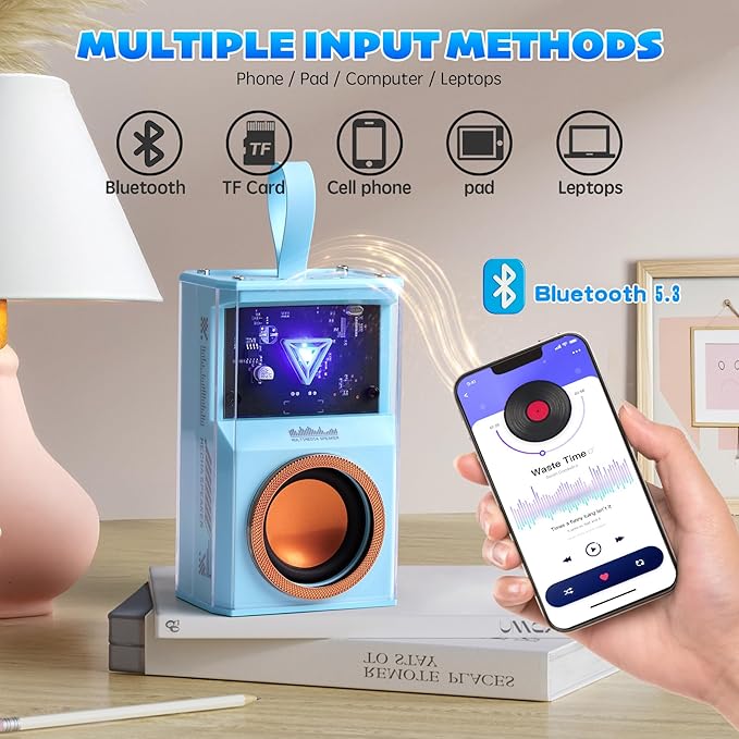 Karaoke Machine for Kids & Adults, Portable Bluetooth Mini Karaoke Speaker with 2 Wireless Microphone and Lights, Birthday Gifts for Girls & Boys, Toys for Girls, Family Home Party (Sky Blue)-CubbioJoy