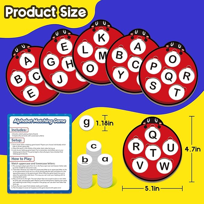 Alphabet Games Letter Learning Toys ABC Flash Cards for Toddler, Speech Therapy Alphabet Matching Game for Kids, Homeschool Supplies Kindergarten Preschool Classroom Must Haves-CubbioJoy