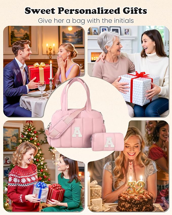 Birthday Gifts for Women Duffle Bag for Travel, Weekender Bags for Women，Initial Overnight Bag with Wet Pocket，Lightweight Travel Bags Personalized Gym Tote with Makeup Pouch-CubbioJoy