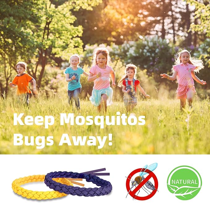 42 Pack Mosquito Repellent Bracelets, DEET-Free Natural Bands, PU Leather Insect & Bug Repellent Wrist Bands for Kids & Adults, Individually Wrapped-CubbioJoy