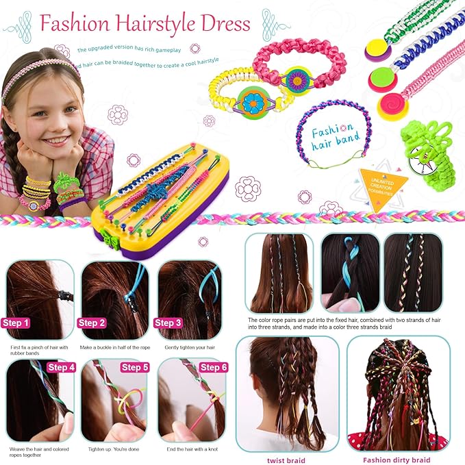 civan Friendship Bracelet Making Kit - Crafts for Kid Girls Toys Ages 8-13, String Bracelet Maker Tool with Beads - Kids Jewelry-Making Kit Christmas Birthday Gift for Girls 6 7 8 9 10 11 12 13-CubbioJoy