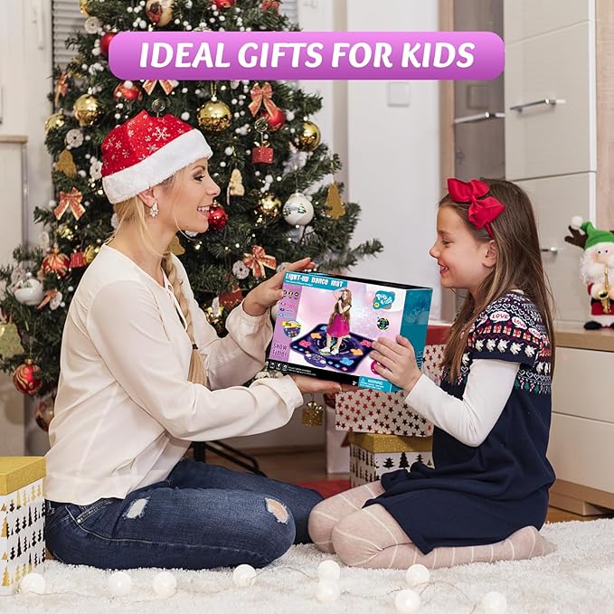 Dance Mat Toys for 3-12 Year Old Girls & Boys, Dance Mats with Light Up 8-Buttons & Wireless Bluetooth, Music Dance Toy with 5 Modes Game, Birthday Xmas Gifts for 3 4 5 6 7 8 9 10+ Year Old Girls Boys-CubbioJoy