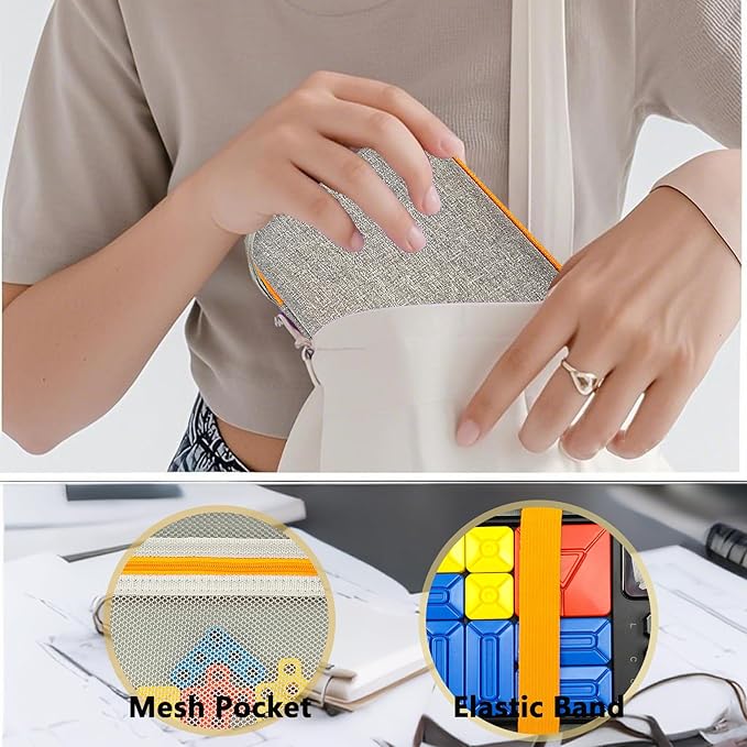 Case Compatible with Giiker Super Slide Brain Games, Protective Storage Bag Holder for Giiker Brain Teaser Puzzles Games Toys (Only Case) (Orange-Grey)-CubbioJoy