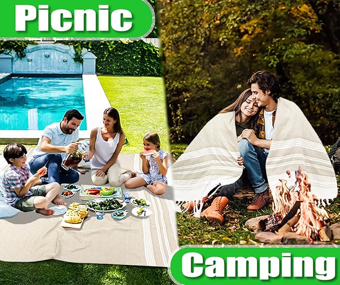 Boho Beige Throw Blanket Bedroom Living Room Accessories Sofa Couch Chair Essential Bohemian Aztec African Southwest Neutral White Fall Antique Vintage French Country Primitive Cottage Nursery Decor-CubbioJoy