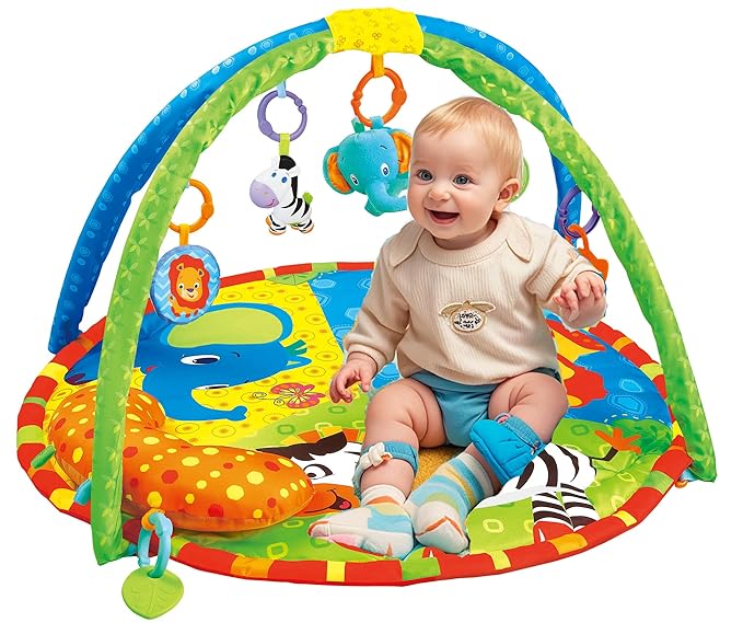 Baby Toddler Fold Acctivity Gyms Play Mats Colorful Baby Play Pad with Animal Toys, Lion-CubbioJoy