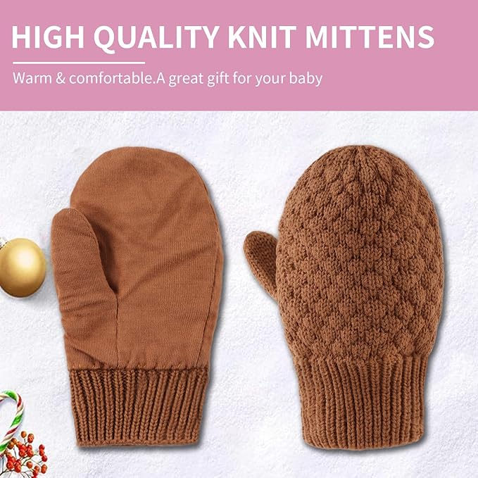 Baby Knit Mittens Toddler Boys Girls Gloves Winter Infant Newborn No Scratch Mitten 0-3 Years-CubbioJoy