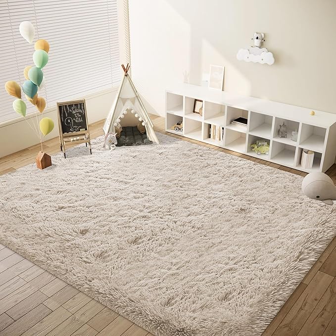 8x10 Area Rug for Living Room: Fluffy Shag Soft Washable Rugs Large Fuzzy Plush Indoor Carpet for Bedroom Nursery Playroom Kids Girls Boys Room (Camel, 8'x10')-CubbioJoy