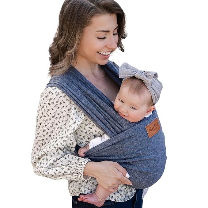 Baby Wrap Carrier - Premium Cotton Baby Carrier Wrap for Newborn to Toddler- Infant Carrier- Baby Holder One Size Fits All with Front Pocket (Grey) by Max&so-CubbioJoy