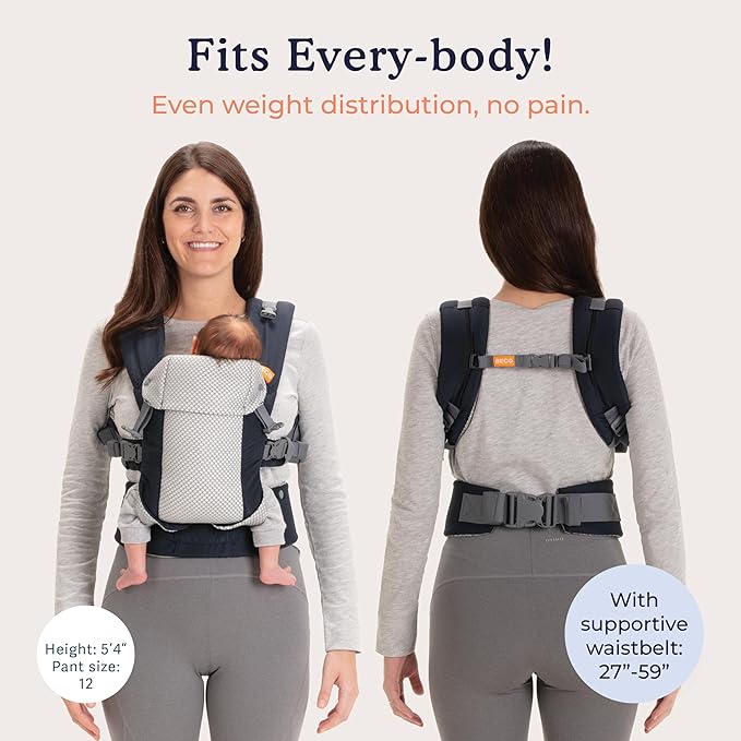 Beco Gemini Baby Carrier from Newborn to Toddler - Certified Ergonomic Newborn Baby Carrier for Infants and Children of 7-35 lbs - M Shape, Adjustable Seat, Breathable 3D Mesh (Cool Navy)-CubbioJoy