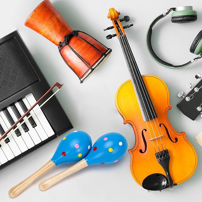 2 Pcs Maracas, Hand Percussion Rattles for Kids, Wooden Rumba Shaker Hand Musical Instruments with Clear Rhythm for Kids Adults Playing (Blue)-CubbioJoy