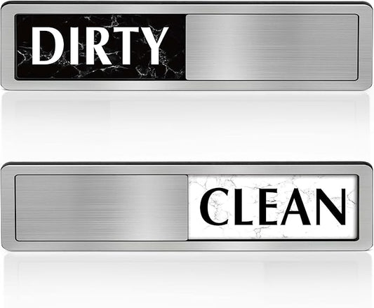 Dishwasher Clean Dirty Sign-Dishwasher Magnet Stainless Steel Clean Dirty Sign for Kitchen Organization Farmhouse Optional Adhesive Stickers-CubbioJoy
