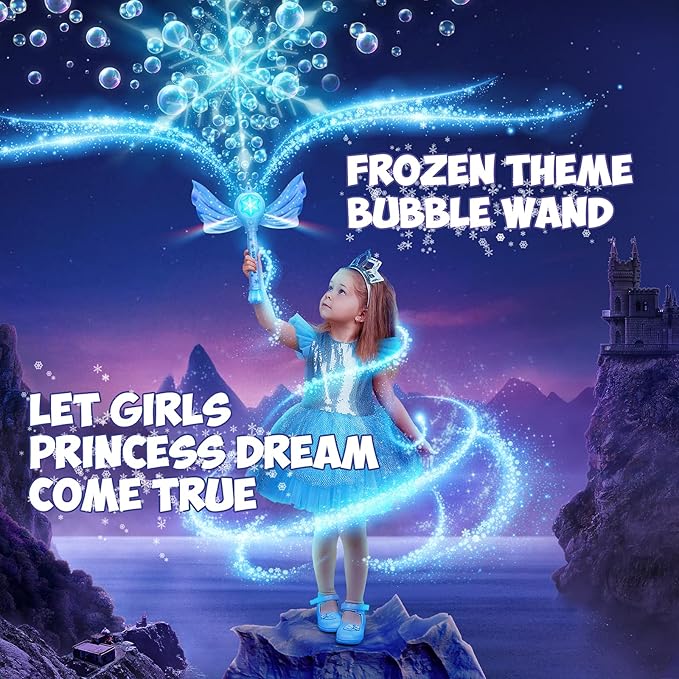 Bubble Machine for Kids, Automatic Electric Frozen Toys for Girls Princess Bubble Wand Maker Blower, Musical&Light Up Bubble Toys for Toddlers Outdoor, 3 4 5 6 7 8 Year Old Gifts-CubbioJoy