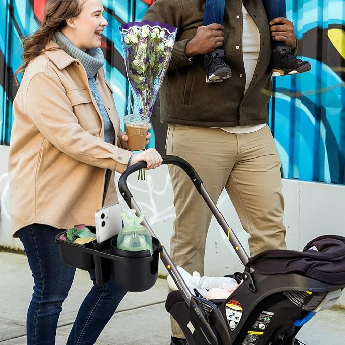 Accmor Stroller Cup Holder with Tray, Universal Cup Holder, Bike Bottle Holder, 360° Rotatable Large Caliber Drinks Holder for Stroller, Bike, Wheelchair, Walker-CubbioJoy