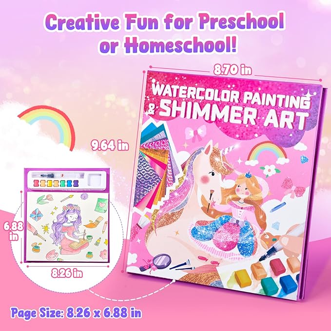 JoyCat Paint with Water Coloring Books, Art & Craft Activity, Princess No Mess Art for Kids Ages 4-8, Craft Kits & Supplies, DIY Creative Activity, Presents for Girls & Boys-CubbioJoy