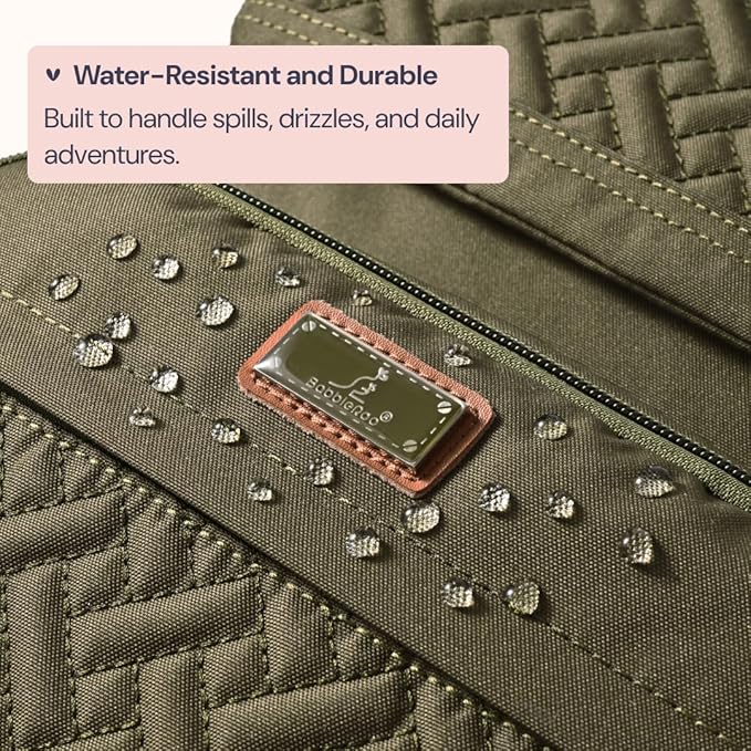 BabbleRoo Diaper Bag Backpack, Travel Backpack with Changing Pad, Pacifier Case & Stroller Straps, Multifunction, Waterproof, Unisex – Army Green-CubbioJoy