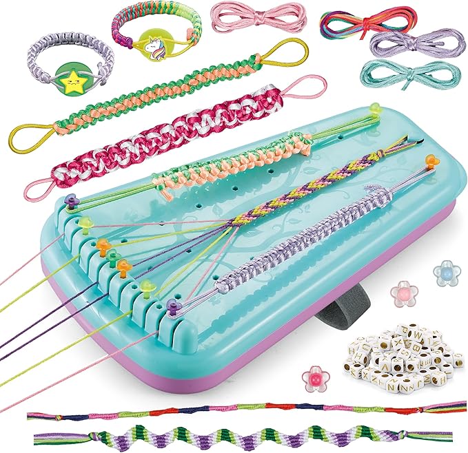 Chilpals Friendship Bracelet Making Kit for Girls,Arts and Crafts for Kids Ages 8-12,Birthday Gifts Ideas for Girl 7 8 9 10 11 Year Old - 2 in 1 Bracelets String Maker Toys Set (Blue)-CubbioJoy