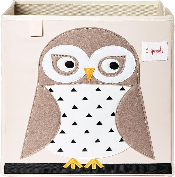 3 Sprouts Toy Storage Organizer: Toy Box Cube Organizer for Playroom, Nursery - Foldable Storage Bin - Owl-CubbioJoy