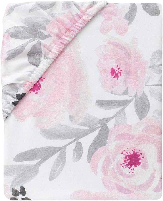 Bedtime Originals Blossom Pink Watercolor Floral 3-Piece Baby Crib Bedding Set-CubbioJoy