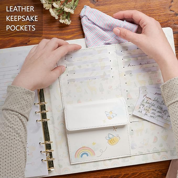 Keepsake Baby Memory Book with Keepsake Box Girl Boy - Timeless Leather-Bound Baby Milestone Book | Baby Book Keepsake and Baby Photo Memory Box to Record Baby Shower to Age 5 - Beautiful Gift-CubbioJoy