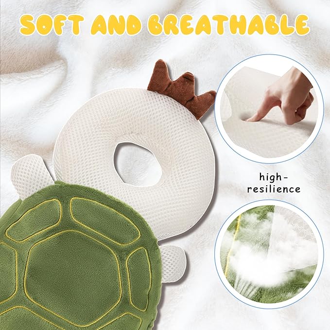 Baby Head Protection Backpack - Soft & Comfortable, Cute Cartoon Design, Turtle-CubbioJoy