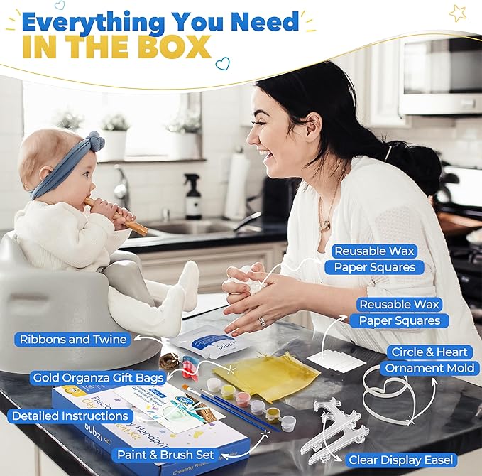 Bubzi Co Baby Keepsake Ornament - Baby Hand and Footprint Kit - Newborn Keepsake Ornament for Personalized Baby Gifts & Nursery Decor, Baby Handprint Kit for Girls & Boys-CubbioJoy