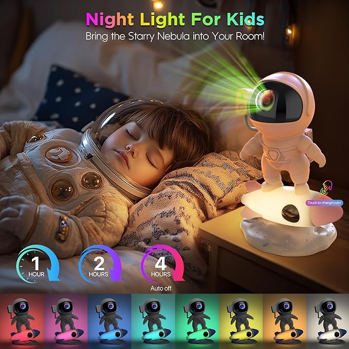 Astronaut Galaxy Projector for Bedroom, Star Projector Galaxy Light with App & Remote Control, White Noises, Bluetooth Speaker, Rocket Night Light for Kids, Ceiling, Gifts, Room Decor-CubbioJoy