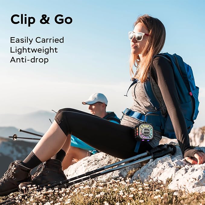 INSMY IP67 Waterproof Bluetooth Speaker, Shower Speaker Portable Small Clip-on, Multi Sync 100+ Speakers, Big Volume Booming Bass, 24H Playtime/Floatable/RGB Lights for Outdoor/Kayak/Beach (Black)-CubbioJoy