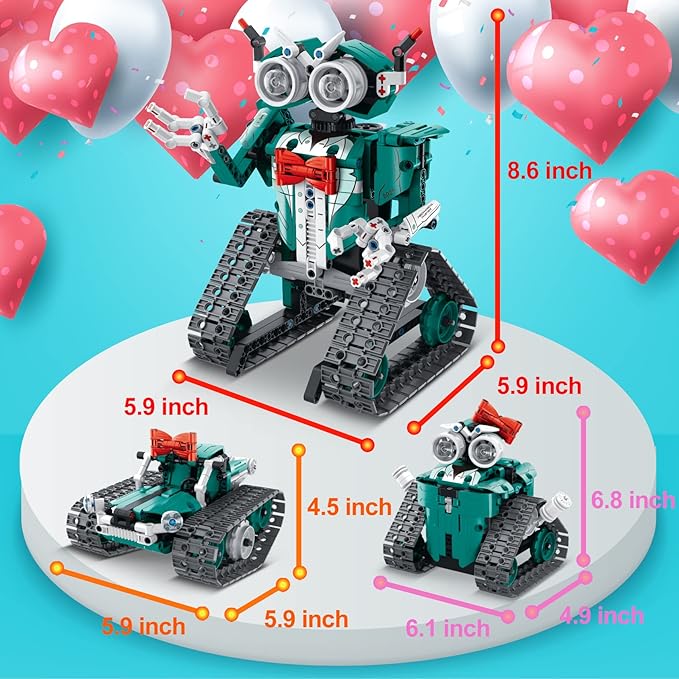 APP/Remote Control STEM Building Kits for Kids Ages 8-12 - 3 in 1 RC Robot Car Toys, 440 Pcs Educational Science Projects, Gift Ideas for Boys Girls-CubbioJoy