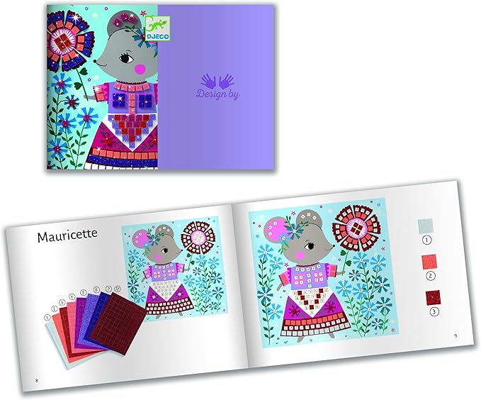 DJECO Lovely Pets Sticker Mosaic Craft Kit - Create Your Own Sparkling Pets for School or Gifts - Fun & Creative for Family & Friends, Boys & Girls, Educational Mosaic Art Craft Kit for Kids 5+-CubbioJoy