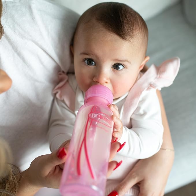 Dr. Brown's Natural Flow Anti-Colic Options+ Special Edition Pink Baby Bottle Gift Set with Soft Sippy Spout Transition Cup, Flexees Teether, Bottle Cleaning Brush and Travel Caps-CubbioJoy