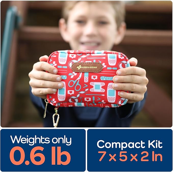 KeepGoing Travel First Aid Kit for Kids – 130 Pc. for Car, Home, Purse, Diaper Bag & Backpack with Latex-Free Bandages - Mini First Aid Kit Travel Size TSA-Approved-CubbioJoy