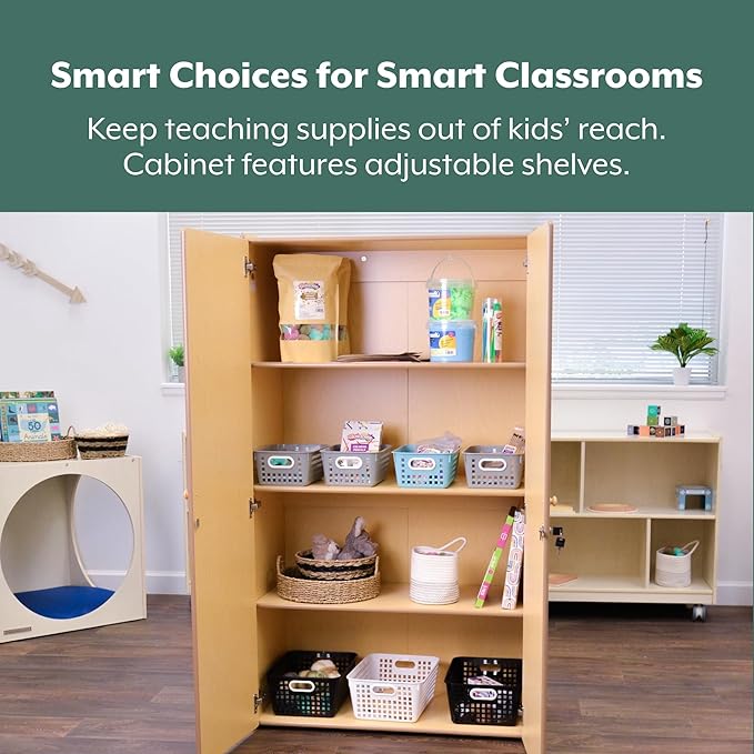Angeles Value Line Teacher's Storage Cabinet, Classroom Shelves and Daycare Furniture, Lockable Storage Cabinet, 36" L x 19" W x 63" H-CubbioJoy