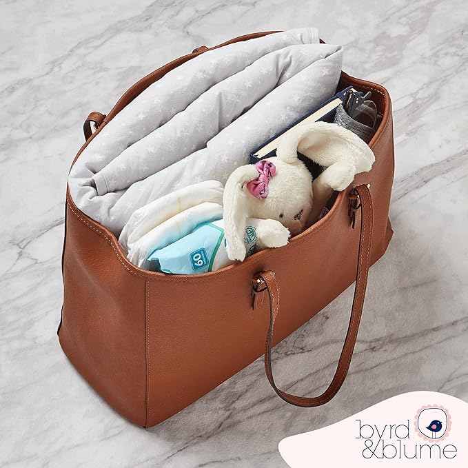 Byrd & Blume Round Baby Play Mat, Organic Cotton Soft Padded Nursery Floor Mat, Safe Hypoallergenic Baby Mat, Reversible, Foldable, Portable Infant Tummy Time Mat Fits Tents & Playpens (40"x40") Gray-CubbioJoy