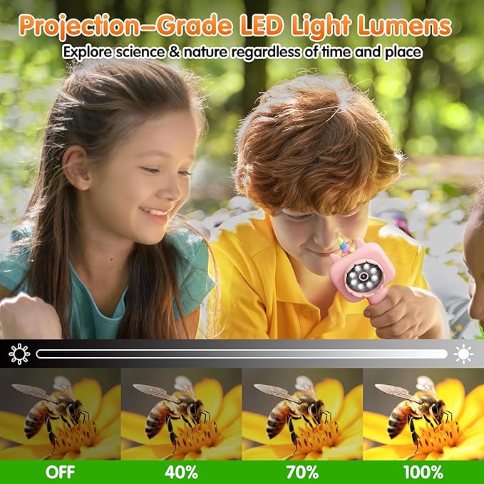 600X Portable Kids Microscope 2.4" Mini Handheld Digital Microscope for Kids - STEM Educational Science Kit Toys for Christmas Birthday Gifts Toys for 3 4 5 6 7 8 9 10 11 12 13 Year Old Girls-CubbioJoy