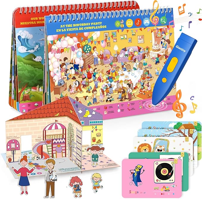 Interactive Search and Find Activity Books for Kids Ages 3-5, Toddler Travel Games Toys for Car Airplane, Road Trip Activities for Kids 4-8, Educational Preschool Learning Toys Gift with a Talking Pen-CubbioJoy