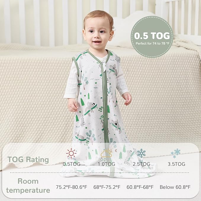 JELLYMONI Baby Sleep Sack 18-24 Months 100% Cotton Wearable Blanket, 0.5 TOG Soft Lightweight Toddler Sleeping Sack 3 Pack 2-Way Zipper Newborn Sleep Sacks-CubbioJoy