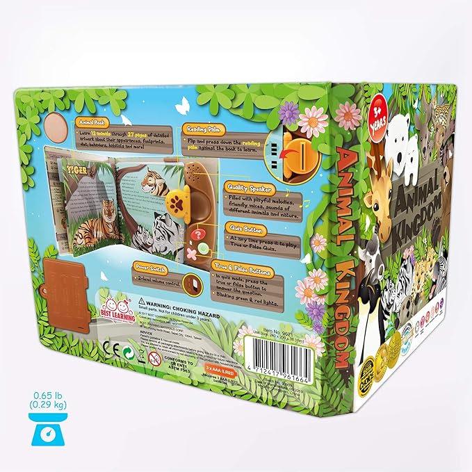 BEST LEARNING Book Reader Animal Kingdom - Educational Talking Sound Toy to Learn Animals with Quiz Games for Kids Ages 3 to 8 Years Old | Ideal 3-5 Boy or Girl Birthday Gift-CubbioJoy