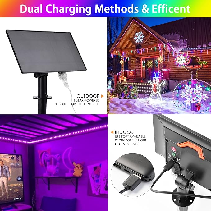 99FT Solar Rope Lights Outdoor Waterproof, 300 LED String Light USB & Solar Powered with Remote Control, 18 Colors Changing Fairy Tube Lighting for Outside Indoor Patio Pool Christmas Decor-CubbioJoy