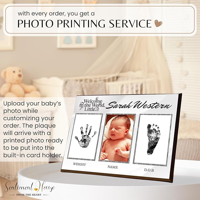 Inkless Hand and Footprint Kit, Baby Keepsake Plaque & Baby Shower Gifts - Ideal as Mom To Be Gift, Nursery Picture Frames, Clean Touch Hand and Footprint Kit (Style 1 - Design 4)-CubbioJoy